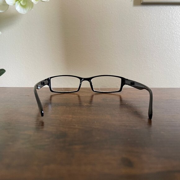 TruVision Readers Black Rectangular Plastic Eyeglass Frames Only Unisex Lightwgt - Picture 2 of 7